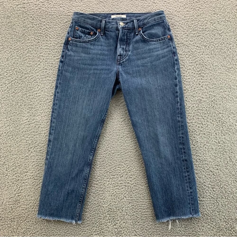 GRLFRND Tatum Cropped Straight Leg Frayed Raw Hem Button Fly Women's - Size: 24